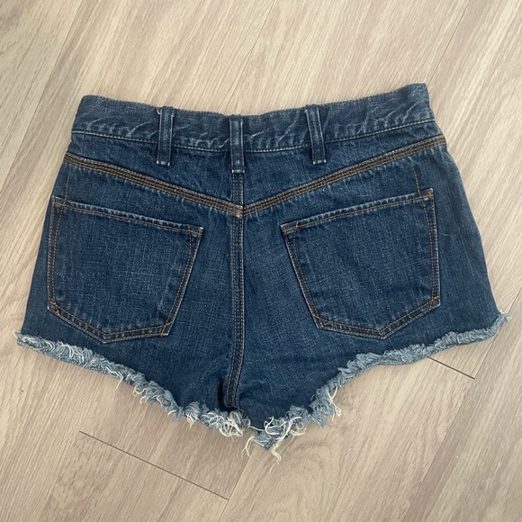 Free people Logan dark wash denim blue distressed high waisted cut off shorts - Picture 5 of 6